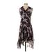 Simply Vera Vera Wang Casual Dress - Midi V-Neck Sleeveless: Gray Dresses - Women's Size Small