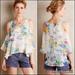 Anthropologie Tops | Anthro Maeve 100% Silk Watercolor Floral Cold Shoulder Tank Blouse Top | Color: Blue/White | Size: Various