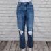 American Eagle Outfitters Jeans | Ae Ripped Knee Straight Leg Cropped Mom Jean In Cool Classic Blue | Color: Blue | Size: 4