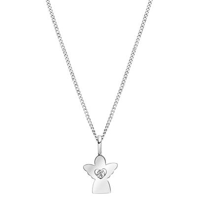 Kette mit Anhänger FIRETTI "Schmuck Geschenk Silber 925 Halsschmuck Halskette Panzerkette Herz", silber (silberfarben, kristallweiß), Halsketten, Damen, Silber 925 (Sterlingsilber), L: 42cm B: 1,1mm, mit Zirkonia (synth.), B:1,1mm Image