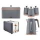 Tower Cavaletto Grey 1.7L 3KW Jug Kettle, 2 Slice Toaster, Bread Bin & Canisters. Contemporary Matching Kitchen Set of 6 in Grey & Rose Gold