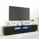 Gecheer TV Unit Cabinet Sideboard Modern TV Stand with LED Light Living Room Storage Furniture Black 200x35x40 cm