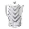 BELLA Electric Kettle and Tea Pot, Ceramic Water Heater with Detachable Swivel Base, Auto Shut Off and Boil Dry Protection, 1.5 Liter, Silver Chevron