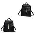 USHOBE 2 Pcs Women's Casual Backpack Black Backpack Duffel Bags for Traveling Duffle Bag for Travel Sling Bag for Women Shoulder Bag for Women Backpack for Teen Girls Pu Leather Backpack