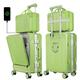 LAZEYARD Aluminum Frame Luggage Carry On Suitcase Sets with Cup Holder and USB Port Luggage Sets 20" Carry-On Airline Approved and 14" Lightweight Bag Portable Make up Bag, Avocado Green, 20", Fashion