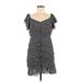 She + Sky Casual Dress - Mini V Neck Short sleeves: Gray Dresses - Women's Size Medium