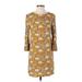 Old Navy Casual Dress - Shift Crew Neck 3/4 sleeves: Gold Print Dresses - Women's Size X-Small