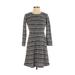 Ann Taylor LOFT Casual Dress - A-Line Crew Neck 3/4 sleeves: Brown Print Dresses - New - Women's Size 2