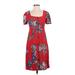 Maeve by Anthropologie Casual Dress - A-Line Square Short sleeves: Red Print Dresses - Women's Size 0