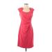 Calvin Klein Casual Dress - Sheath Scoop Neck Sleeveless: Pink Print Dresses - Women's Size 6