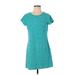 Lands' End Casual Dress - Shift: Teal Jacquard Dresses - Women's Size X-Small