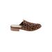 Melrose Ave Mule/Clog: Slip-on Stacked Heel Boho Chic Brown Leopard Print Shoes - Women's Size 6 - Almond Toe