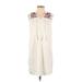 Gap Outlet Casual Dress - Shift V Neck Sleeveless: Ivory Print Dresses - Women's Size X-Small