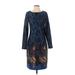 Isle By Melis Kozan Casual Dress - Sheath Crew Neck 3/4 sleeves: Blue Dresses - Women's Size Medium
