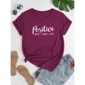 T-shirt à col rond imprimé "Positive Beaumont Vibes Life" Économie d'été décontractés à manches