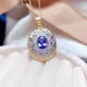 Pendentif en tanzanite pour femme collier en argent regardé 925 gemme bleue grande taille