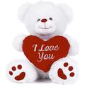 EliteKoopers White Paws Teddy Bear Holding Red Heart with I Love You written on it For Valentines day, Wedding Gift Decoration Item