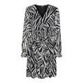 Minikleid VERO MODA "VMHOLLY LS SMOCK SHORT DRESS WVN GA" Gr. XS (34), N-Gr, schwarz (black aop:graphic zebra) Damen Kleider Langarm