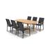 Orren Ellis Chozen 7pc Denver 100% FSC Solid Teak & Aluminum Outdoor Patio Dining Set Wood/Teak in Black/Brown/White | 79 W x 37 D in | Wayfair