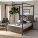 Latitude Run® Modern & Contemporary Grey Fabric Upholstered & Dark Grey Oak Finished Wood Queen Size Platform Canopy Bed Wood | Wayfair