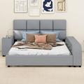 Red Barrel Studio® Jemmah Vegan Leather Panel Storage Bed Upholstered/Faux leather in Gray | 40.6 H x 81.5 W x 81.5 D in | Wayfair