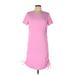 Victoria's Secret Pink Casual Dress - Shift Crew Neck Short sleeves: Pink Print Dresses - Women's Size Large