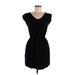 Mossimo Supply Co. Casual Dress - Mini V Neck Short sleeves: Black Print Dresses - Women's Size Medium