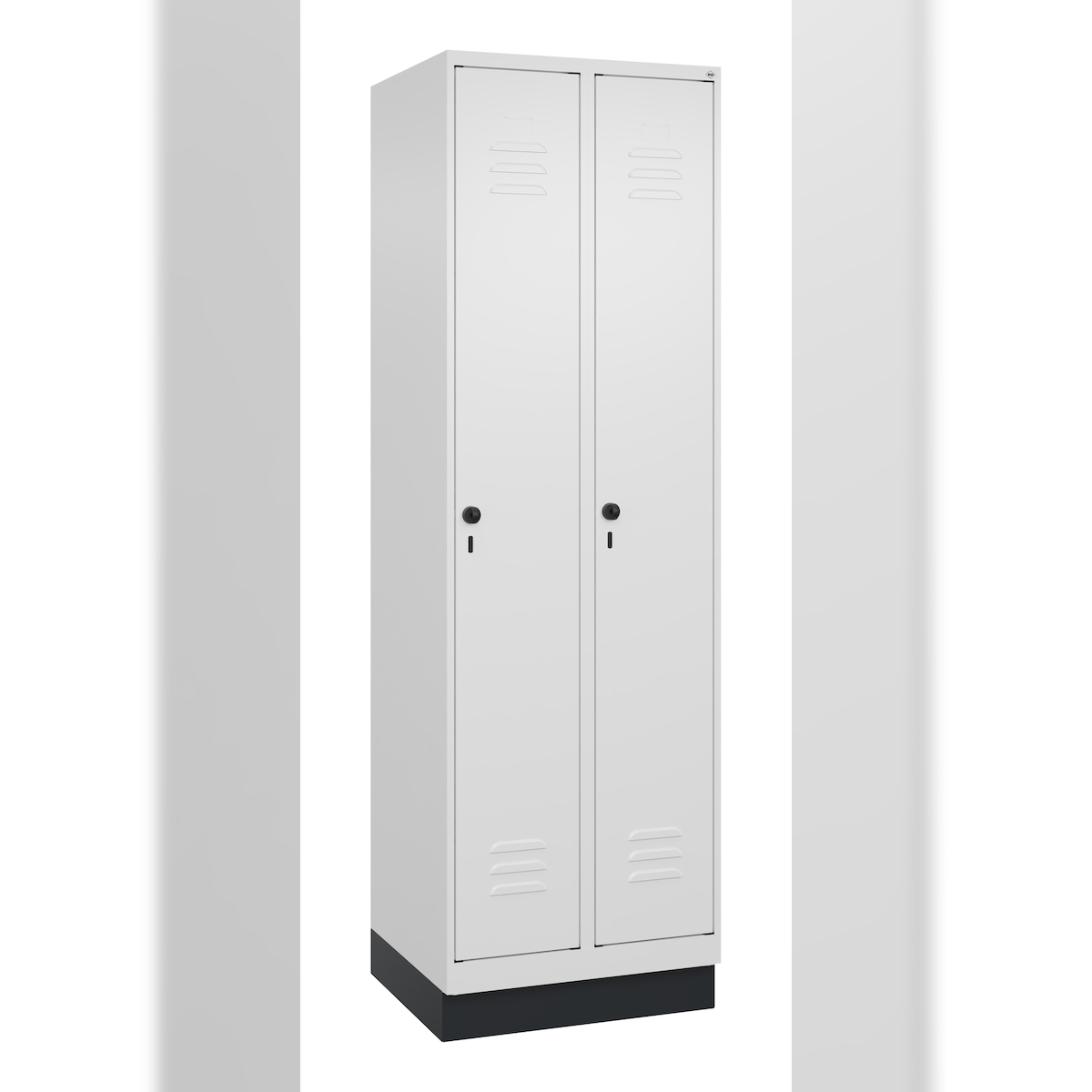 C+P Wäsche-Spind Classic PLUS, Sockel, 2 Abteile, 1950x600x500mm, 9016/9016 Image