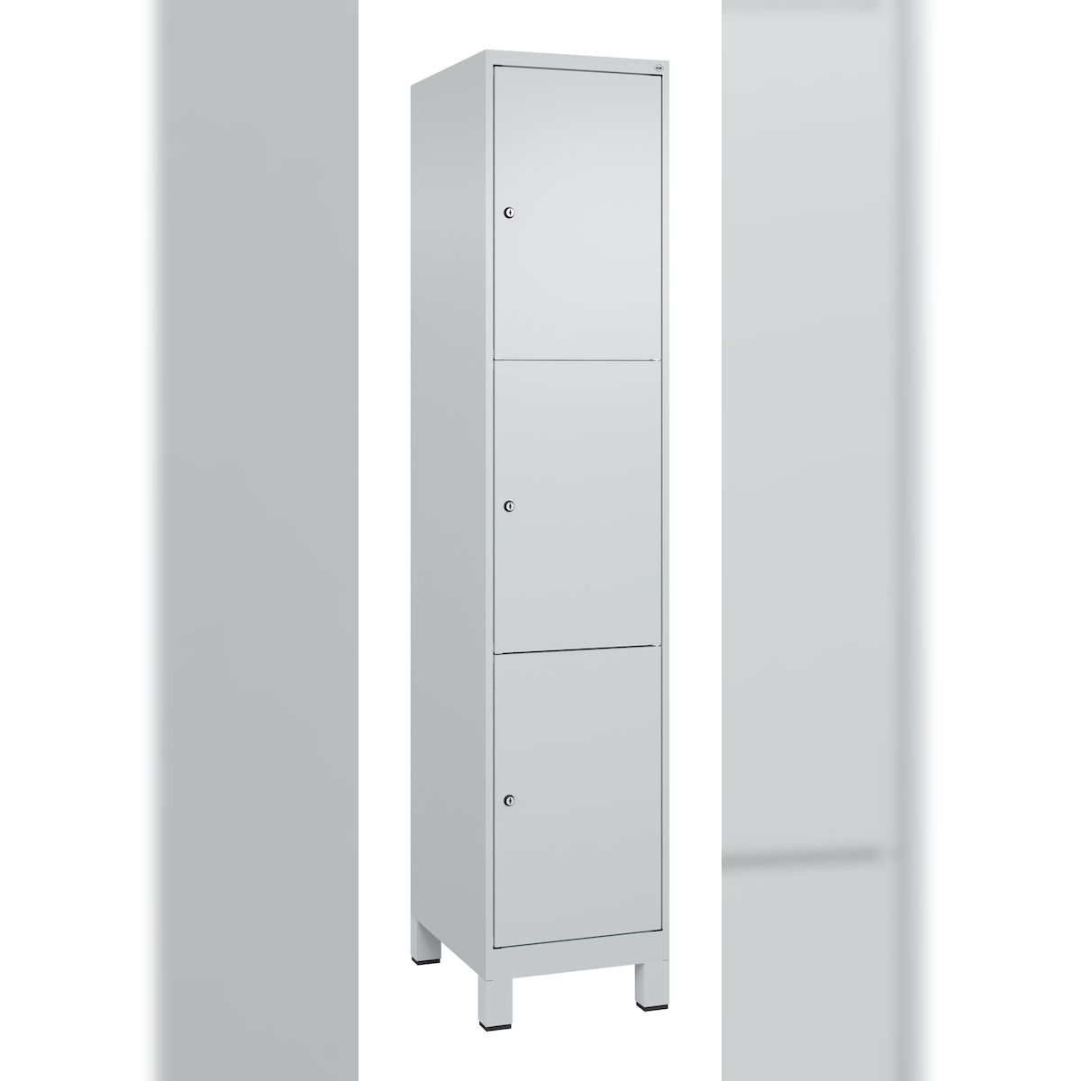 C+P Schließfachschrank Classic PLUS, Füße, 1 Abteil, 1950x400x500mm, 7035/7035 Image