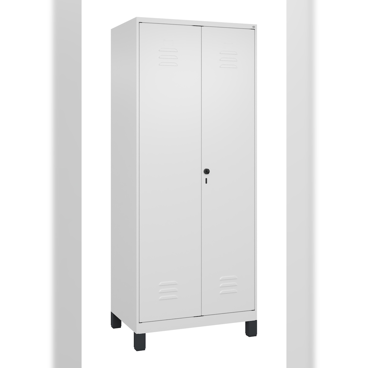 C+P Putzmittel-Spind Classic PLUS, Füße, 2 Abteile, 1950x800x500mm, 9016/9016 Image