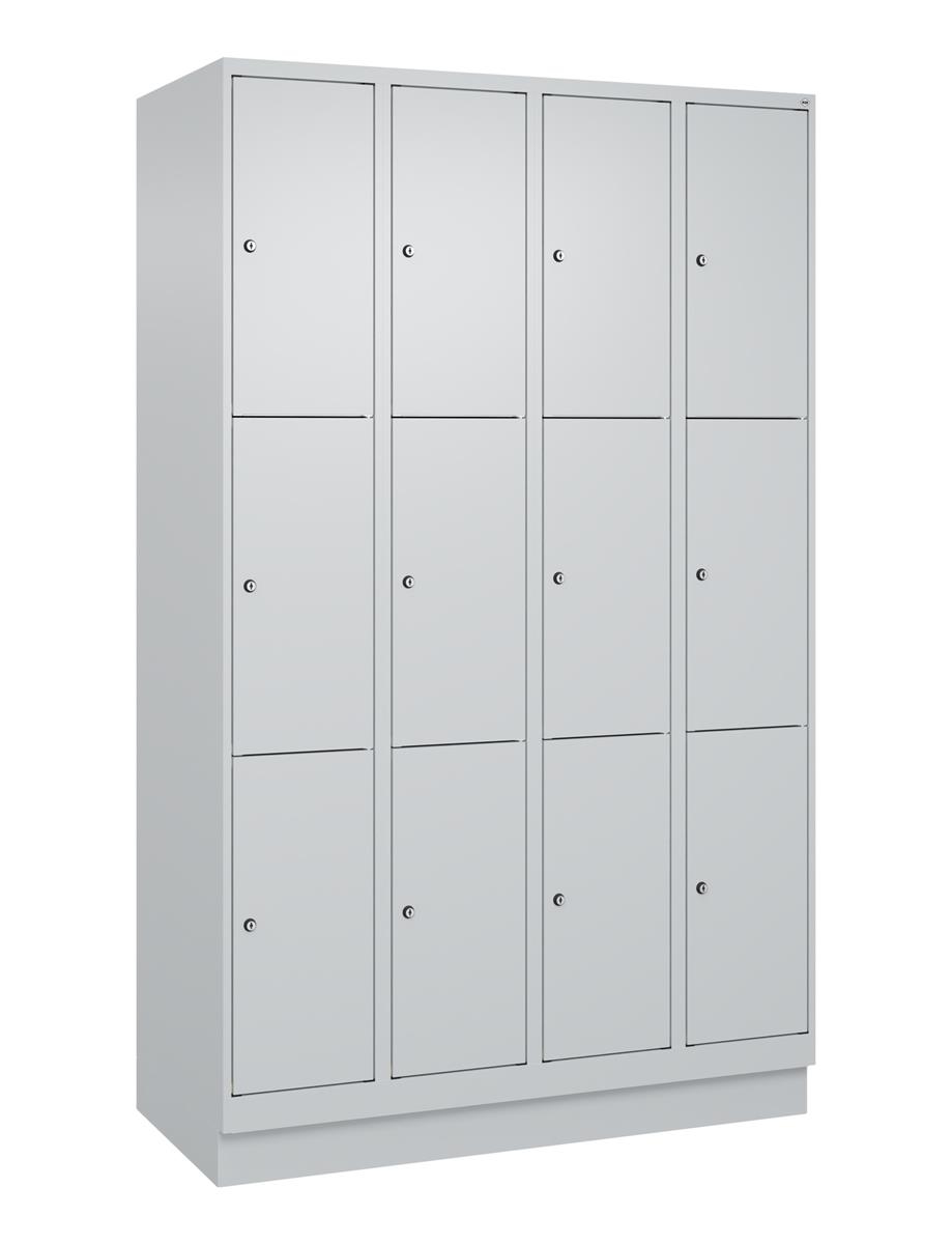 C+P Schließfachschrank Classic PLUS, Sockel, 4 Abteile, 1950x1200x500mm, 7035/70 Image