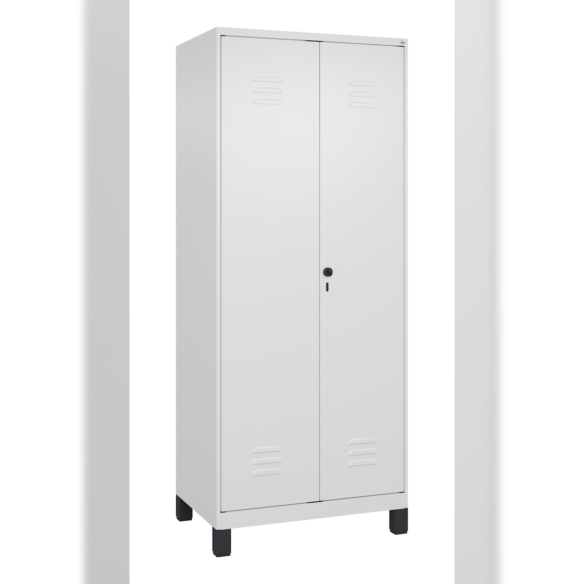 C+P Wäsche-Spind Classic PLUS, Füße, 2 Abteile, 1950x800x500mm, 9016/9016 Image