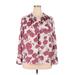 Simply Vera Vera Wang Long Sleeve Blouse: Burgundy Floral Tops - Women's Size 2X-Large