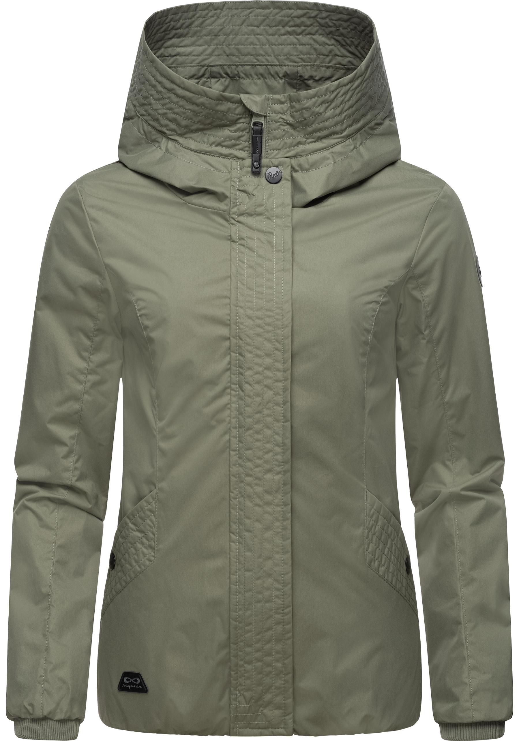 Outdoorjacke RAGWEAR "Vannesa", Damen, Gr. L (40), grün (olivgrün), Außenmaterial: 100% Polyester; Innenfutter: 100% Polyester, gerade hüftbedeckend, Ärmel ohne Ärmelschlitz Rippstrickbündchen, Jacken Outdoorjacke, Wasserdichte Damen Übergangsjacke...