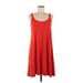 Ann Taylor LOFT Casual Dress - A-Line Scoop Neck Sleeveless: Red Solid Dresses - Women's Size Medium