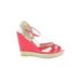 White House Black Market Wedges: Pink Solid Shoes - Women's Size 9 1/2 - Open Toe