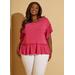 Plus Size Ruffled Peplum Jersey Top