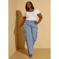 Plus Size High Waist Cargo Jeans