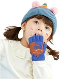 YUEHAO Gloves Mittens With Mitten Wool Gloves For Toddler Cover Finger Half Convertible Kids Flip Girls Dinosaur Top Gloves Boys Winter Gloves Blue