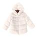 ASFGIMUJ Girls Jacket Fall Winter Kids Collar Soild Jackets Warm Hooded Woolen Jacket Coats Toddler Winter Coat White 5 Years-6 Years