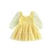 jxxiatang Baby Girl A-Line Dress Daisy Print Long Sleeves Mesh Tulle Party Dress