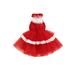 Bslissey Little Girl Christmas Dress Sleeveless Halterneck Sequined Layered Tulle Patchwork A-line Dress Toddler Kids Casual Princess Dress for Party 12M-5T