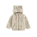 TheFound Toddler Baby Boys Winter Plush Coat Long Sleeve Zipper Closure Cartoon Hooded Jacket