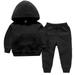 Funicet Toddler Baby Boy Pullover Hoodie Sweatshirt Jogger Sweatpant Sets Cotton Baby Toddler Boys Girls Unisex Black 9-10 Years