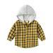 DkinJom the boys fall outfits baby boy clothes Toddler Boys Long Sleeve Winter Autumn Hoodie Shirt Tops Coat Outwear For Babys Clothes Plaid Yellow Black