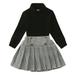 Toddler Outfits For Girls Boys Winter Kids Baby Ribbed Autumn Spring Long Sleeve Tops Skirts Set Clothing Neutral Baby Outfits Sets Black 2 Years-3 Years