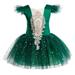 3T Baby Girls Dress 4T Girls Sleeveless Dress Girls Party Dress Toddler Girls Princess Dress Stars Sequins Tulle Dress Green