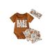 Baby Girls 3Pcs Halloween Outfits Romper + Pumpkin Shorts + Headband