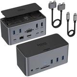USB C Docking Station 18 in 1 Quadruple Display Docking Station with 4K HDMI+SSD Enclosure+VGA Display+Ethernet+4 USB +SD for MacBook Pro Air Dell XPS 13 HP x360 and More Type-C Laptops