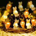 asjyhkr Easter Decorations Carrots Bunny String Light and Easter Banner Set 30 LED 9.8Ft Battery Operated with USB Plug-in Lights String for Home Outdoor Window Indoor Table Decor